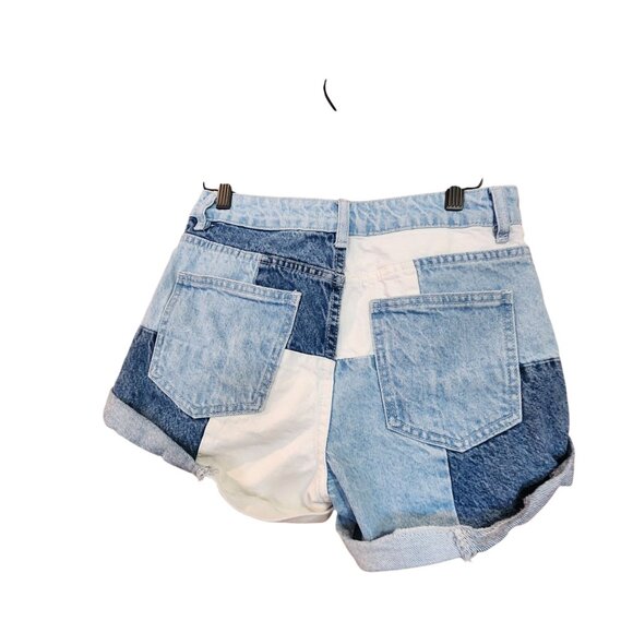 Pacsun Womens Patchwork Denim Mom Shorts High-Waisted Cuffed Size 25 - Picture 2 of 4